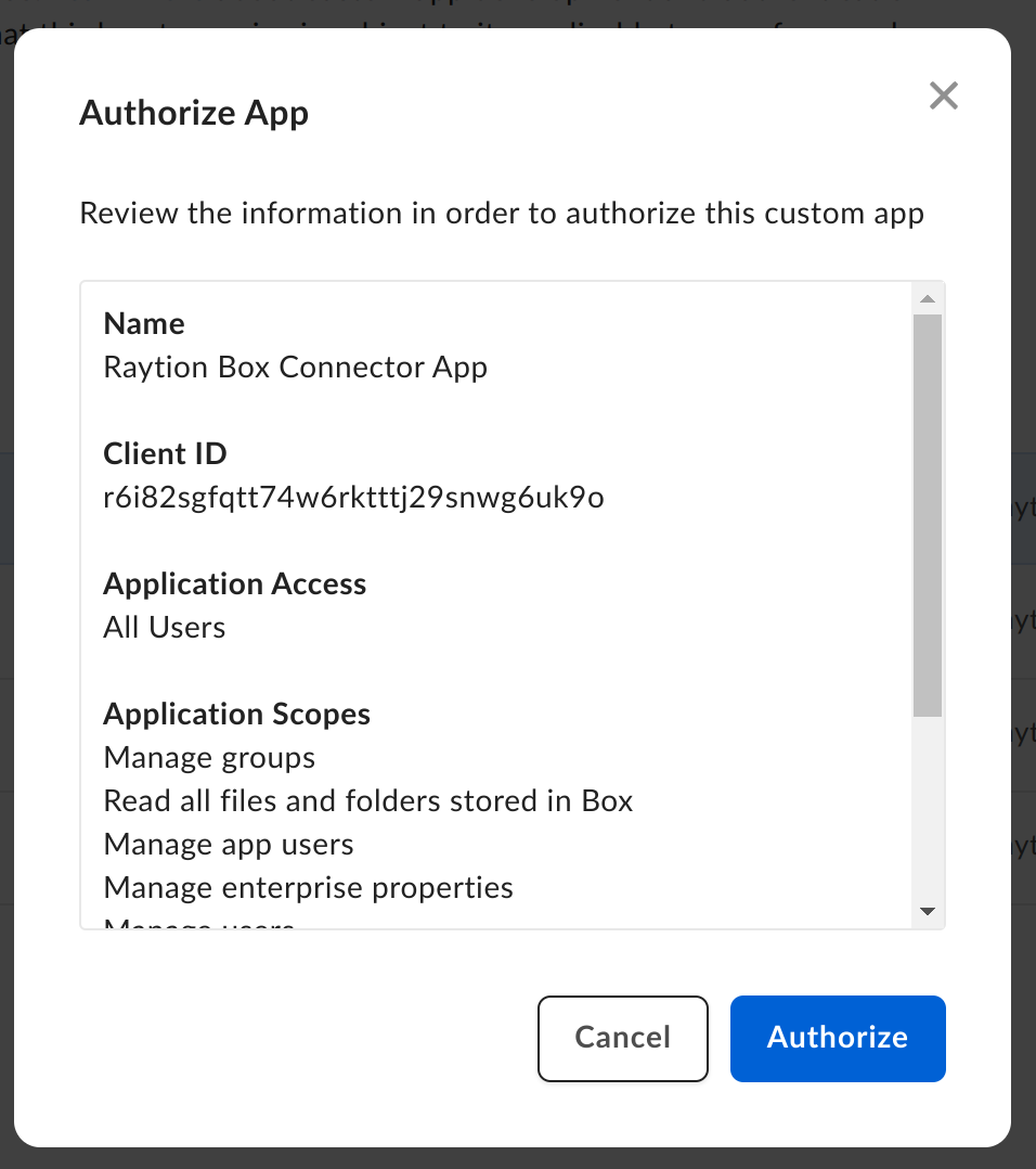 box 15 authorize dialog