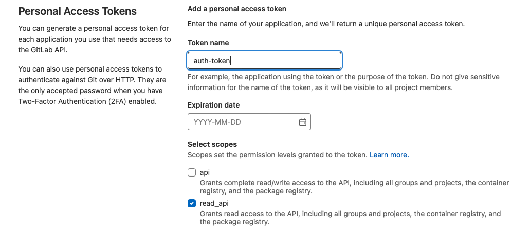 Create Personal Access Token